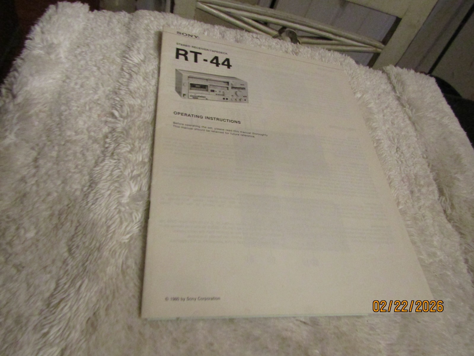 Sony Stereo Receiver Tape Deck RT-44 Operating Instructions Owners Manual 1980