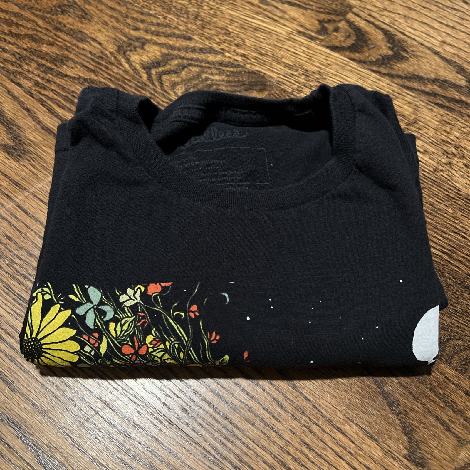 Threadless Shirt Medium Black Skeleton Floral Sho… - image 7
