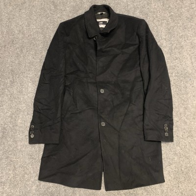 Hugo Boss Black Wool Cashmere Full Zip Overcoat Mens Size  42R