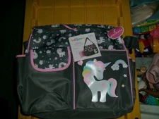 NWT Baby Boom Happy Unicorn Duffle Diaper Bag - Gray Print