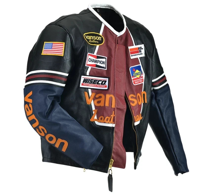 セール！80’s Vanson One Star Leather Jacket Vanson One Star Men's Leather Motorcycle Jacket Classic Black