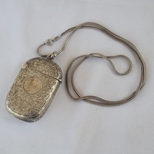 Stunning Antique Vintage Sterling Silver Vesta Case Necklace Pendant