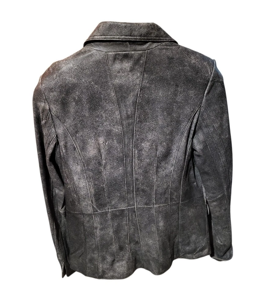 Chaqueta Pamela Dennis Private Client Group Cuero Envejecido Negra/Gris Talla 8  Foto 2 de 4