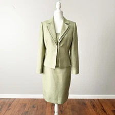 NWOT Tahari ASL Luxe Sage Green Beaded Trim 3-piece Skirt Suit women's size 6
