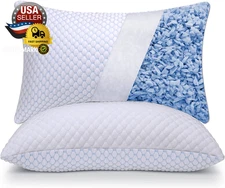 Adjustable Cooling Shredded Memory Foam Pillows King Size Set of 2 - Temperature