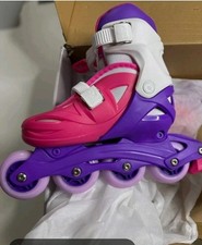 Pink Inline Skates for Girls - Adjustable Size 13-3 Kids Light-up Roller Skates