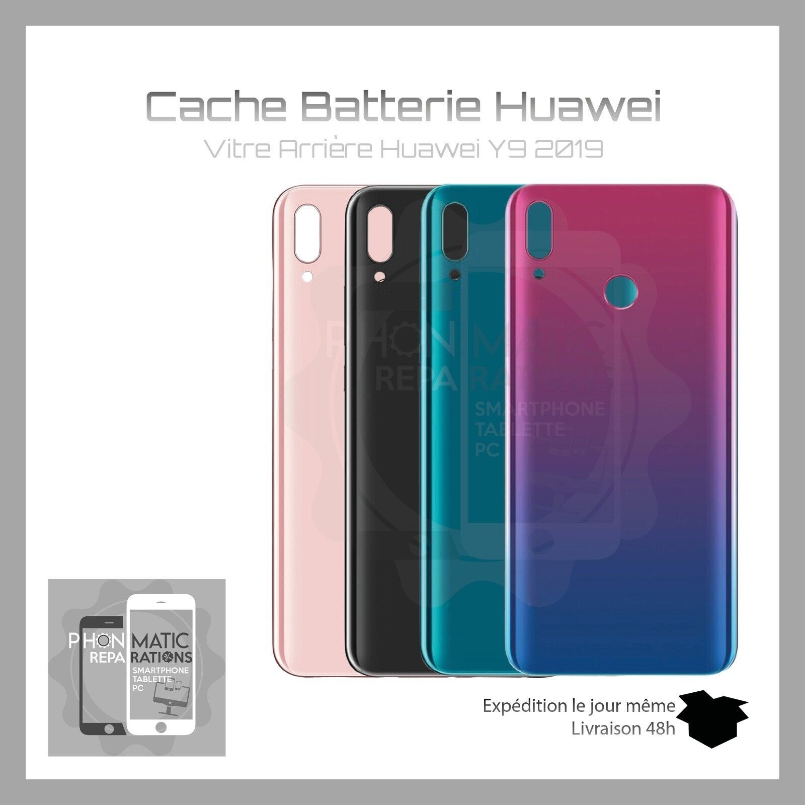 Rear glass battery cover for Huawei Y9 2019 / Enjoy 9 Plus adhesive and logo