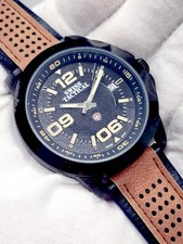 OROLOGIO STAUER SWISS TACTICAL MILITARY 44mm NERO/MARRONE UOMO ESERCITO [NUOVO] Nuovo Batt