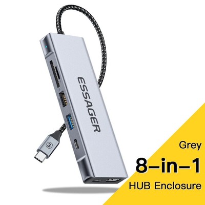 Essager 8-in-1 USB Hub mit Festplattenspeicherfunktion USB Typ-C auf HDMI-kompatibel
