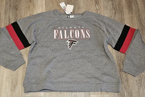 NWT Atlanta Falcons Women’s Sweatshirt 2XL NFL Gray Pullover. Striped Sleeves - Picture 1 of 12