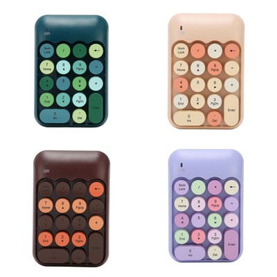 2.4GHz Wireless Numeric Keypad 18 Keys Retro Color Round Keycaps Mini Number Fit