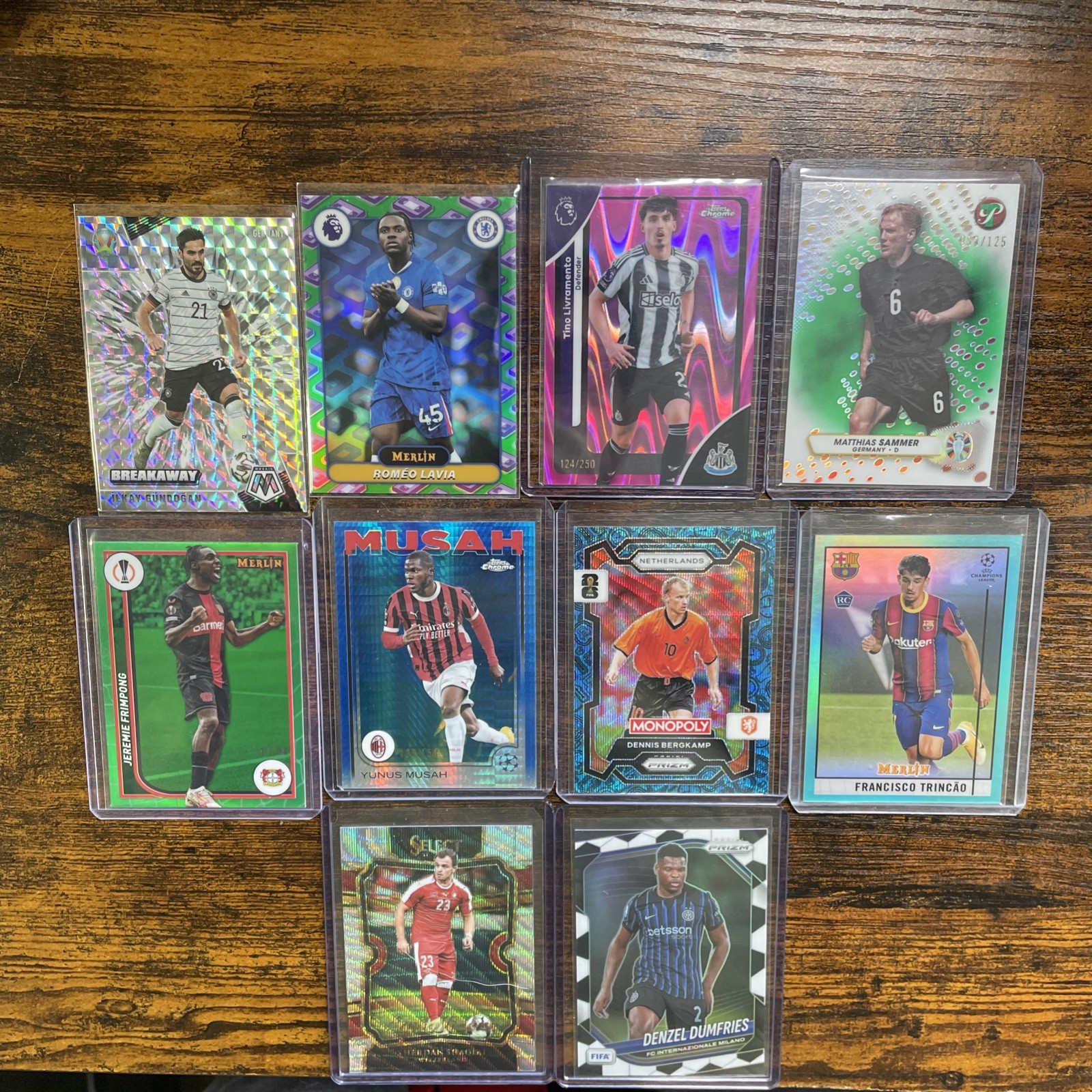 10 Card Soccer Card Lot: Topps Merlin, Panini Prizm, Panini Select, Topps Chrome view 1