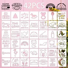 42 Pieces Baby Shower Painting Templates Mixed Phrase Printing 4in, colorful