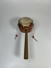 Old Vintage Wooden Monkey Drum Spinning Double Sided