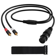 Elecan 3-Pin XLR Female to 2 RCA Male Y Splitter Adapter Cable 4 4 FT, Black