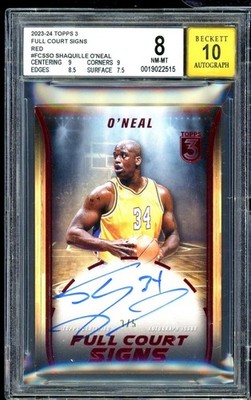 Shaquille O'Neal Card 2023-24 Topps Full Court Signs Red (3/5) #Fcsso BGS 3