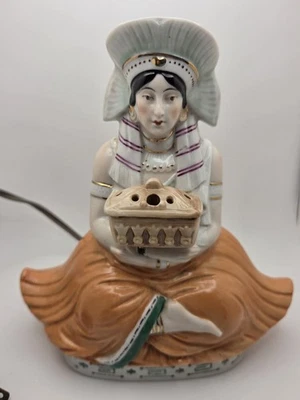 Antique Art Deco Porcelain Lady Figurine Turned Into Pretty Night Lamp - Image 1 of 4