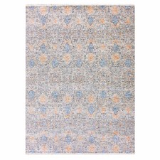 9'x12'4" Storm Gray Organic Wool Hand Knotted Subtle Oriental Rug R75306