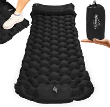 Sleeping Pad for Camping with Built in Pillow, Foot Pump Inflatable Camping Mat