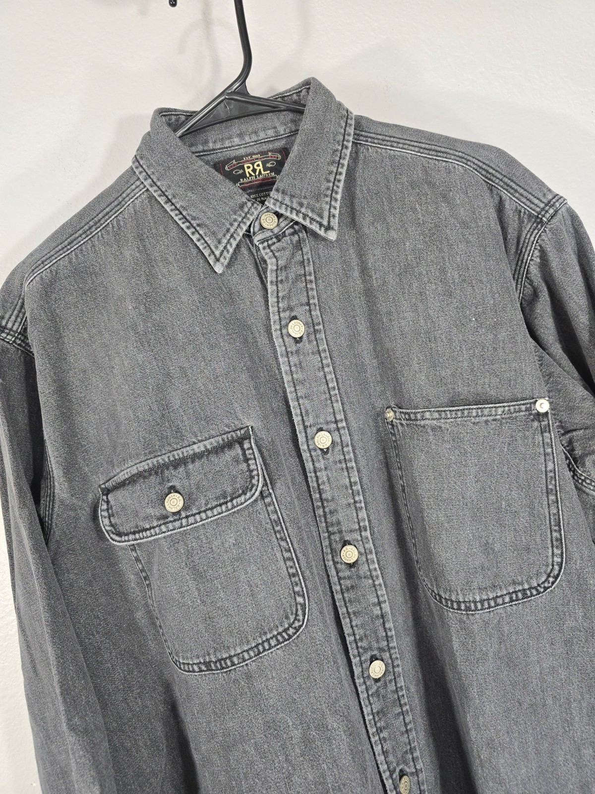 Vintage 90's RRL Ralph Lauren Double RL Sz M Black Wa… - Gem