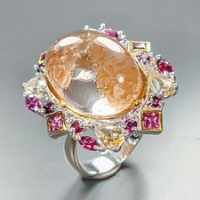 Jewellery 24 ct+ Natural Ghost Quartz Ring 925 Sterling Silver Size 8 /R462963