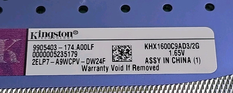 * Kingston HyperX 1600MHz DDR3 DIMM 4GB (2x2GB) KHX1600C9AD3B1/2G   - Image 2 of 4