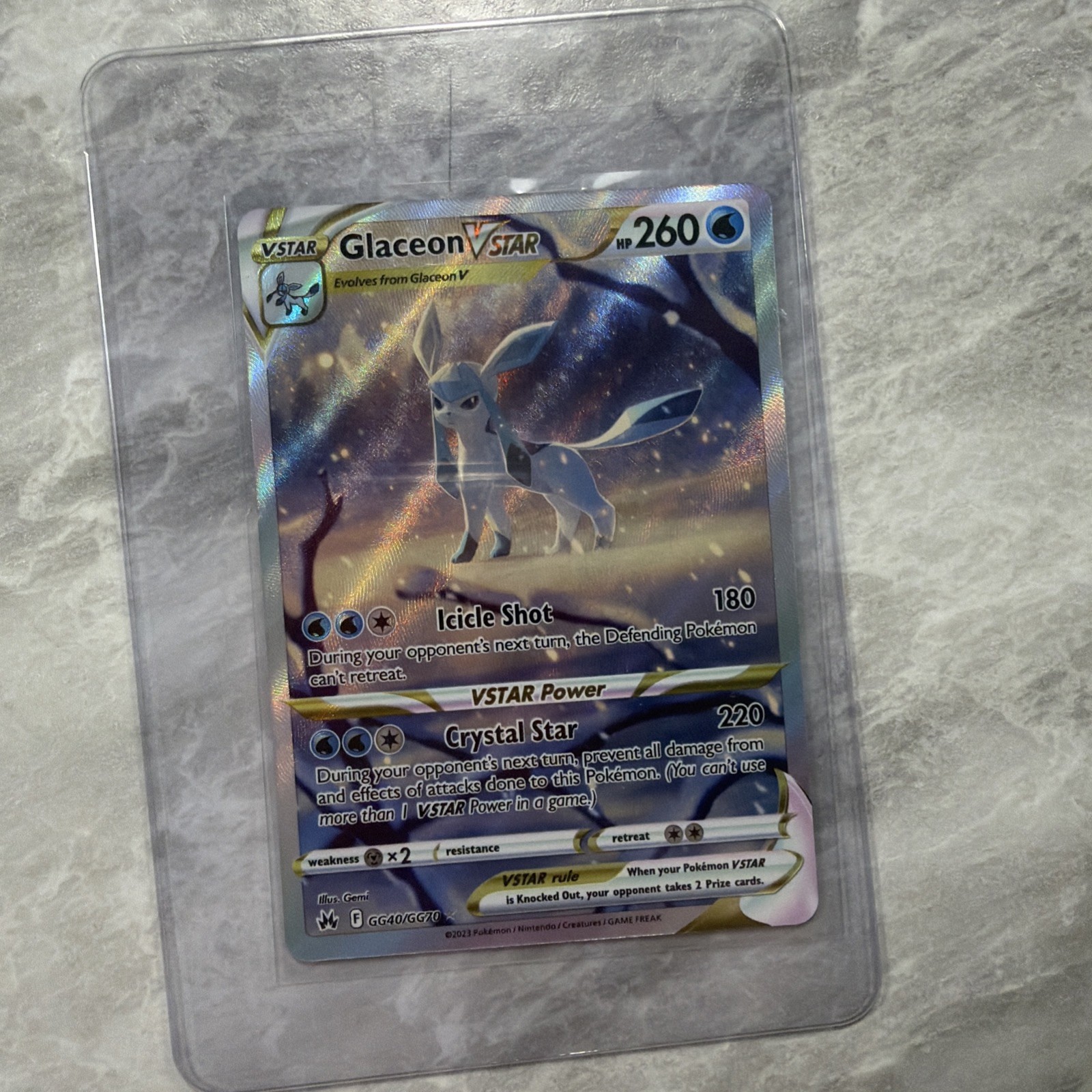 Pokemon TCG Glaceon VSTAR GG40/GG70 Ultra Rare Crown Zenith Near Mint Condition