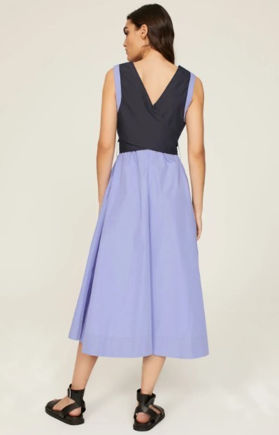 3.1 Phillip Lim Women's Belted V Neck Poplin Midi Dress Purple