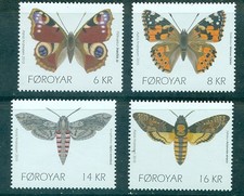 Faroe Is. - Sc# 529-32. 2010 Butterflies & Moths. MNH $13.50.