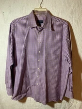 Mens Scott Barber Button Down Long Sleeve Shirt Purple&Yellow Plaid Checks XL