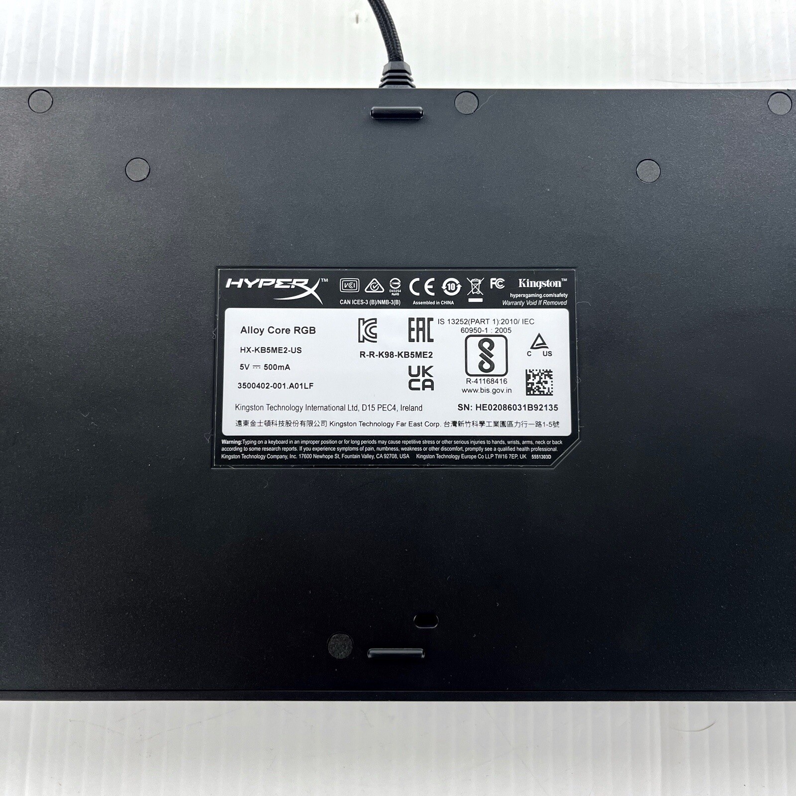 HyperX Alloy Core RGB Black LED Wired Membrane Computer Gaming Keyboard