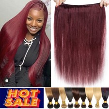 Sew In Bundles Weft Burgundy 99J Peruvian Virgin Human Hair Extensions Weave US