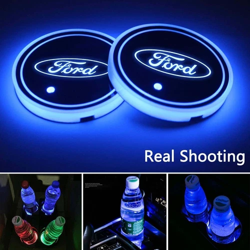 2Pcs 7 Color LED Car Cup Holder Lights USB Charging Atmosphere Lights For Ford - Bild 1 von 7