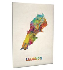 Lebanon Watercolor Map Box Canvas and Poster Print (1662)