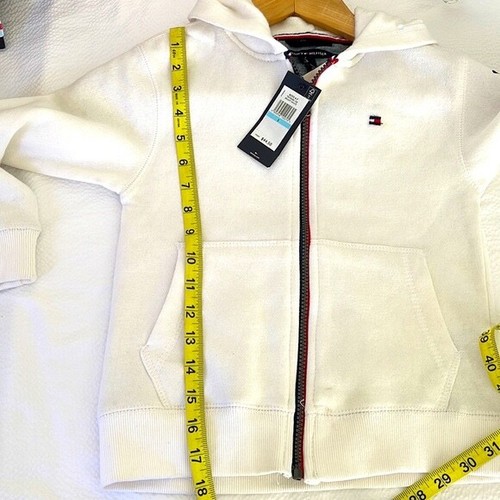 TOMMY HILFIGER bright white hoodie sweater zipper boy’s size 5 NEW - Picture 6 of 7