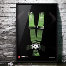 Vintage Ad TAKATA × , seat belt bumper belt bag harness genuine exhaust OEM