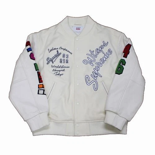 Veste universitaire Supreme X WTAPS 21AW taille L blanc logo survêtement homme