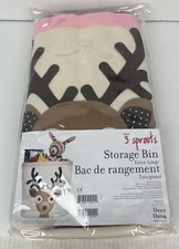 3 SPROUTS Storage Bin Kids Room Hamper Toy Organizer Gift Quality NEW Deer Theme