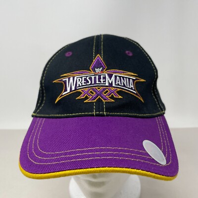WWE WrestleMania 4-6-2014 Hat Baseball Cap Black Purple Adjustable