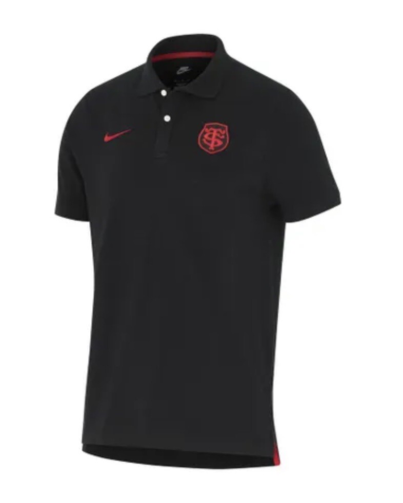 Polo Nike Homme Stade Toulousain Noir en Coton Piqué Premium avec Blason Brodé