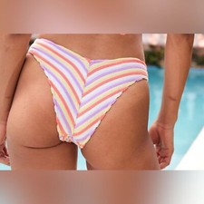 NWT Aerie Terry Low Rise Cheeky Bikini Bottom in Saturn Peach - Size L