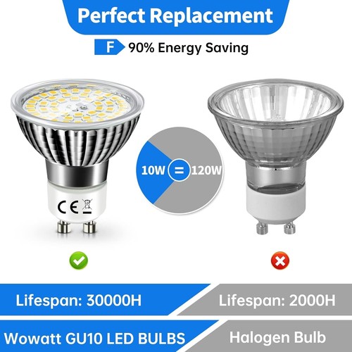 Wowatt 10W LED GU10 Blanco Neutro 4000K Reemplaza 120W Lámpara Halógena GU10 10... - Imagen 4 de 10