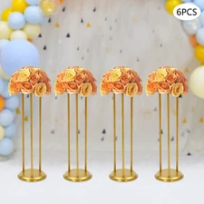 6 Pcs Columnar Gold Decorative Flower Stands Display Stand For Weddings 20*60cm