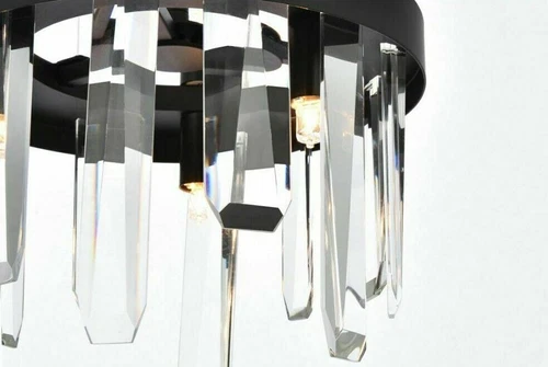 Black Pendant Crystal 6 Light Fixture Bathroom or Kitchen Island Chandelier 10in - Picture 8 of 9