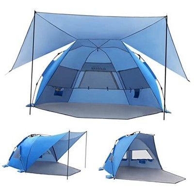 Elegear Beach Tent with 360° Removable Canopy, 4-6 Person Pop Up Sun Shade 