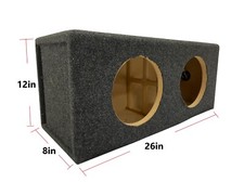 Car Audio Dual 8" Vented Subwoofer Stereo Sub Box Speaker, Reinforced