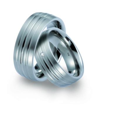 Titanfactory Titan Trauringe 51427 mit Brill. 0.02 ct. Diamant