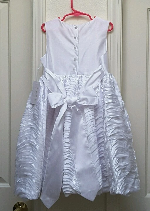 Vestido Pippa & Julie Niña Blanco Sólido Satén Volantes Fantasioso Burbuja-Talla-8 Foto 2 de 3