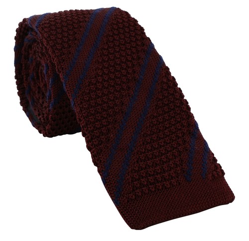 Michelsons of London diagonal stripe skinny silk & wool knitted tie - Picture 7 of 14