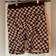 Women’s Wilo The Label Checkered High Rise Bike Shorts Size Medium